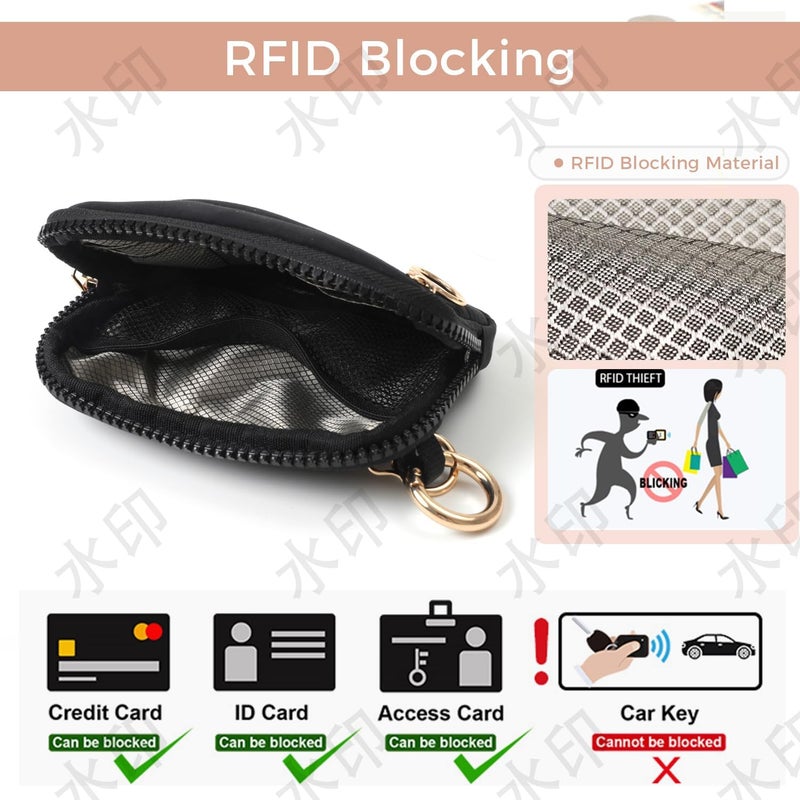 JEEBURYEE Wristlet Keychain Wallets for Women RFID Blocking Credit Card Holder Small Zipper Coin Purse Change Pouch with ID Window and Detachable Wrist Strap Beige Checkered - Image 4